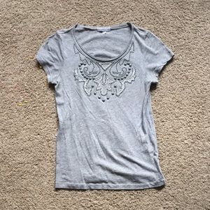 J Crew soft grey embellished T-shirt size S